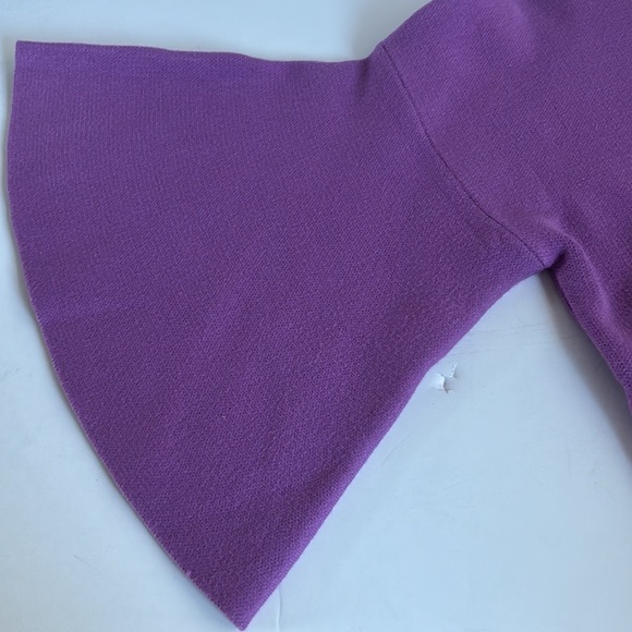 Zenana lavender mock neck bell sleeve sweater side slits slight hi-lo - Picture 15 of 16